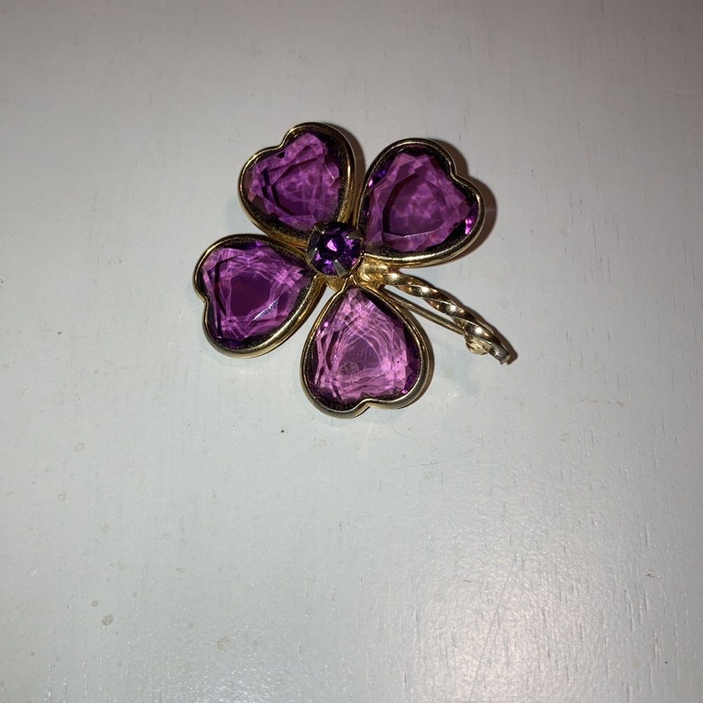 Purple Shamrock Brooch - Picture 5 of 5